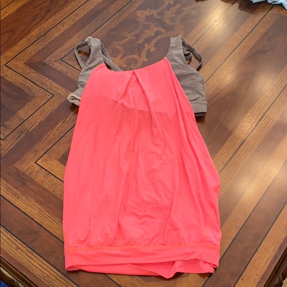 Lululemon hot pink and grey top with sports bra - Picture 1 of 2